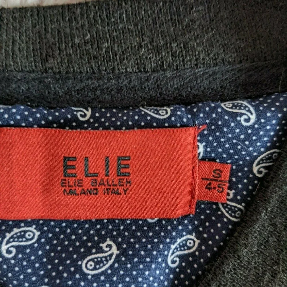 ELIE BALLEH  Milano Italy Argyle Black Grey Knit V-neck Sweater Youth Small 4/5